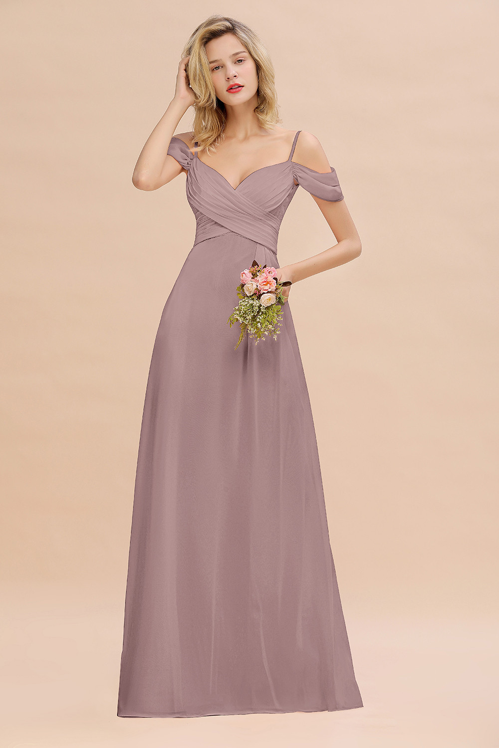 Spaghetti Straps Sweetheart Ruffles Bridesmaid Dress