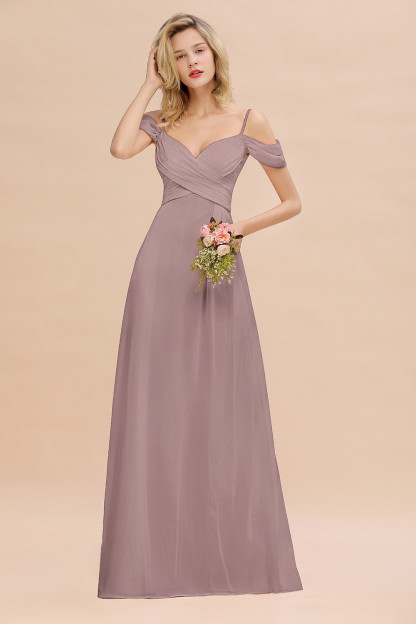 Spaghetti Straps Sweetheart Ruffles Bridesmaid Dress