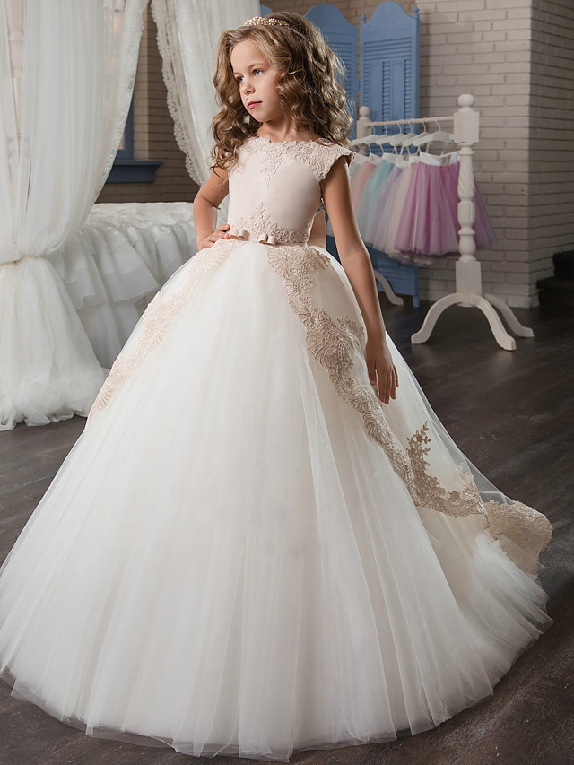 Princess Sweep / Brush Train Girls Dresses For Weddings