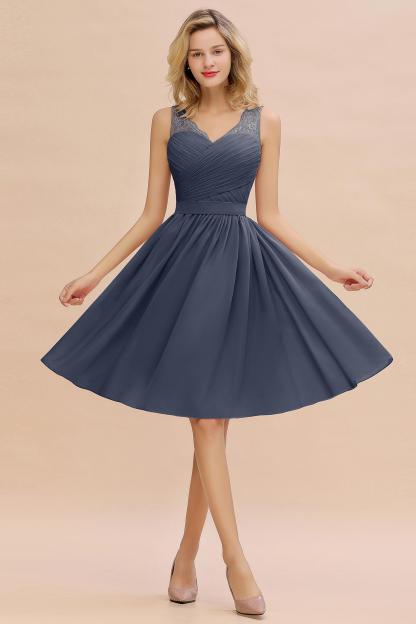 Elegant A-line Chiffon Sleeveless Knee Length Bridesmaid Dress