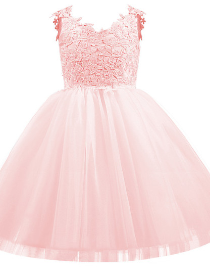 Short Ball Gown Tulle Flower Girl Dresses White First Communion Dresses