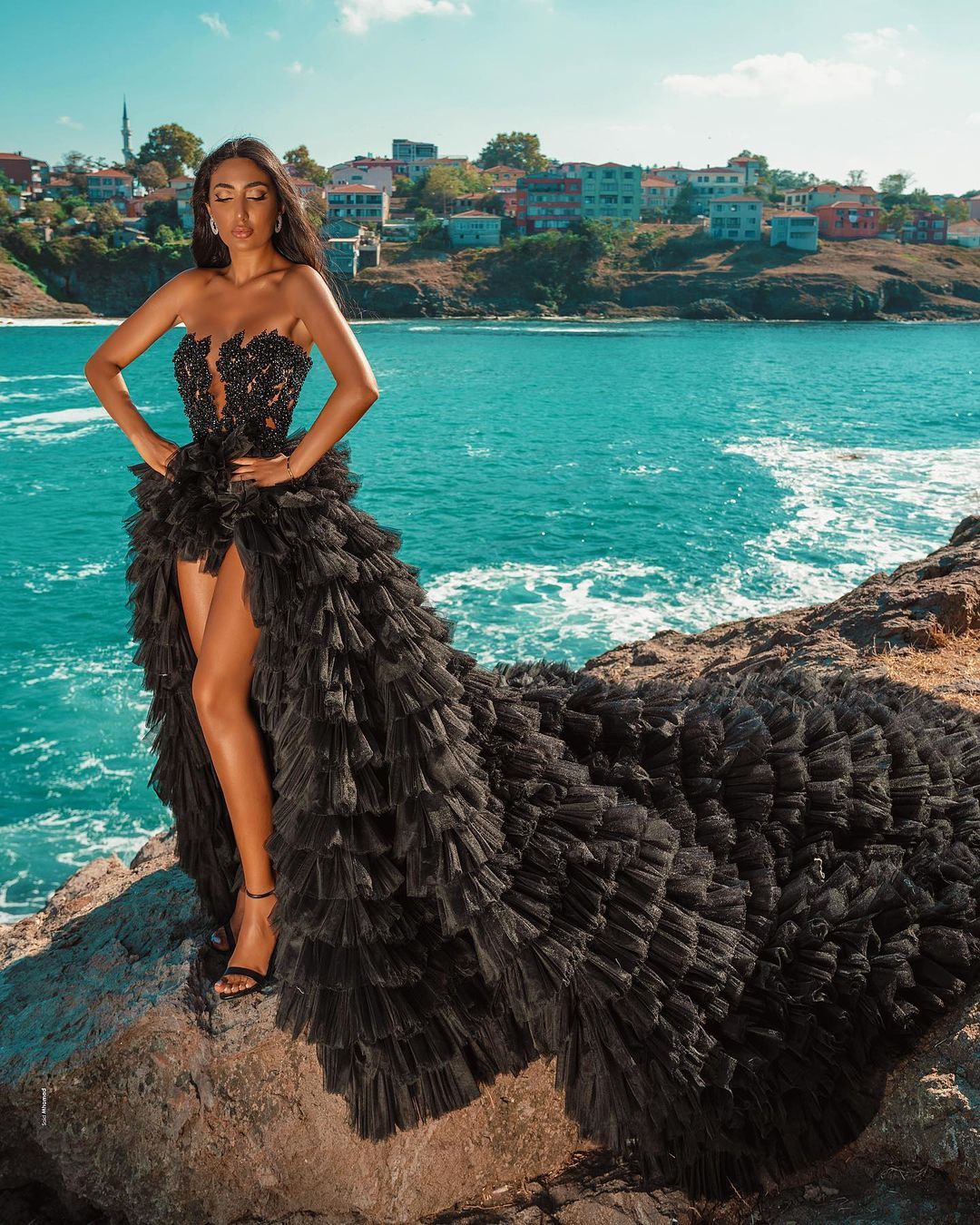 Black Beach High Low Sweetheart Tulle Formal Evening Dresses