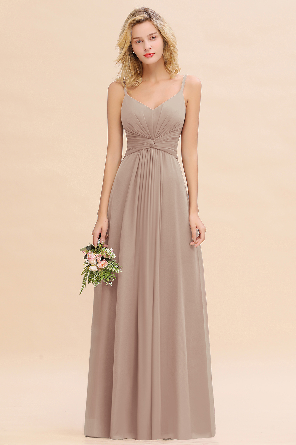 Elegant A-line Ruffles Spaghetti Straps Bridesmaid Dress