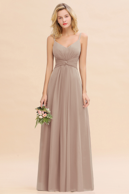 Elegant A-line Ruffles Spaghetti Straps Bridesmaid Dress