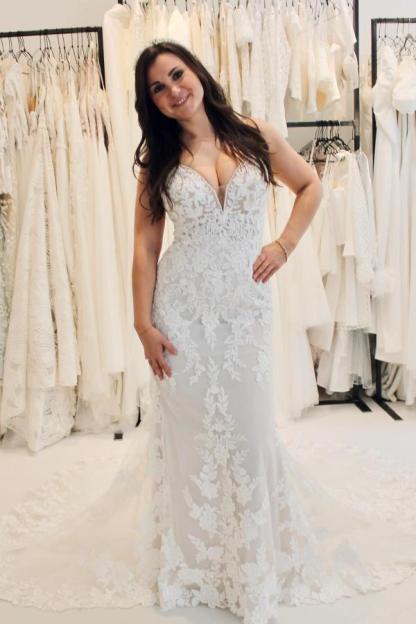 Sweetheart Lace Up Mermaid Long Open Back Lace Wedding Dress