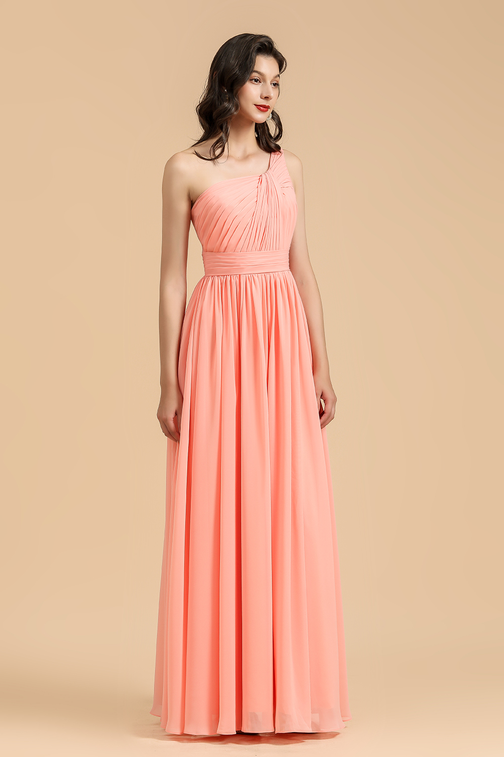 Long A-line One Shoulder Chiffon Bridesmaid Dress Wedding Party Dresses