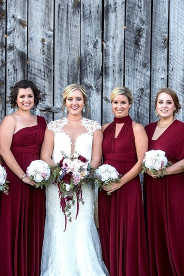 Convertible Long A-line Burgundy Bridesmaid Dresses | Multiway Infinity Dress