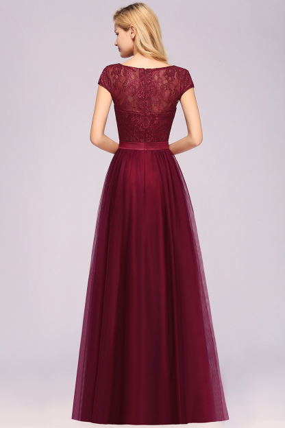 A-Line Chiffon Jewel Sleeveless Floor-Length Bridesmaid Dresses with Ruffles