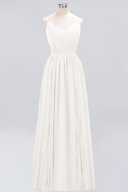 A-Line Chiffon V-Neck Spaghetti Straps Long Bridesmaid Dress