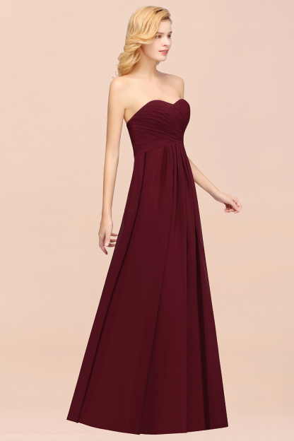 A-line Chiffon Sweetheart Strapless Ruffles Floor-length Bridesmaid Dress