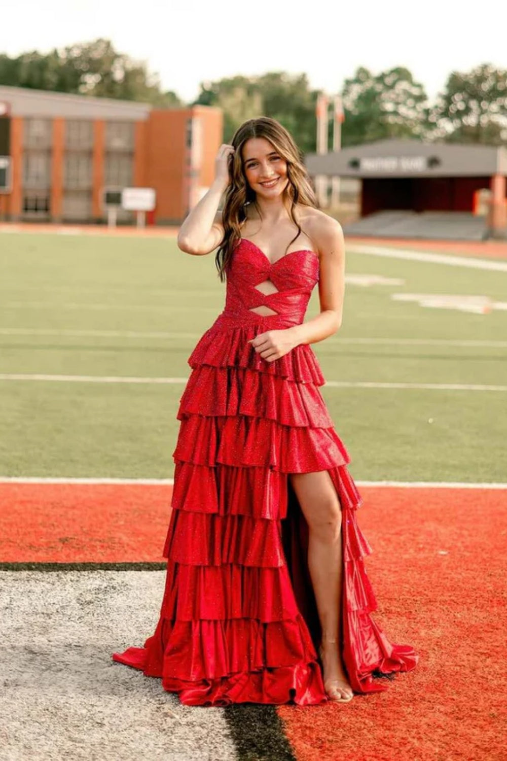 Cocosbride Sweetheart A-line Strapless Sleeveless Long Prom Dress with Split