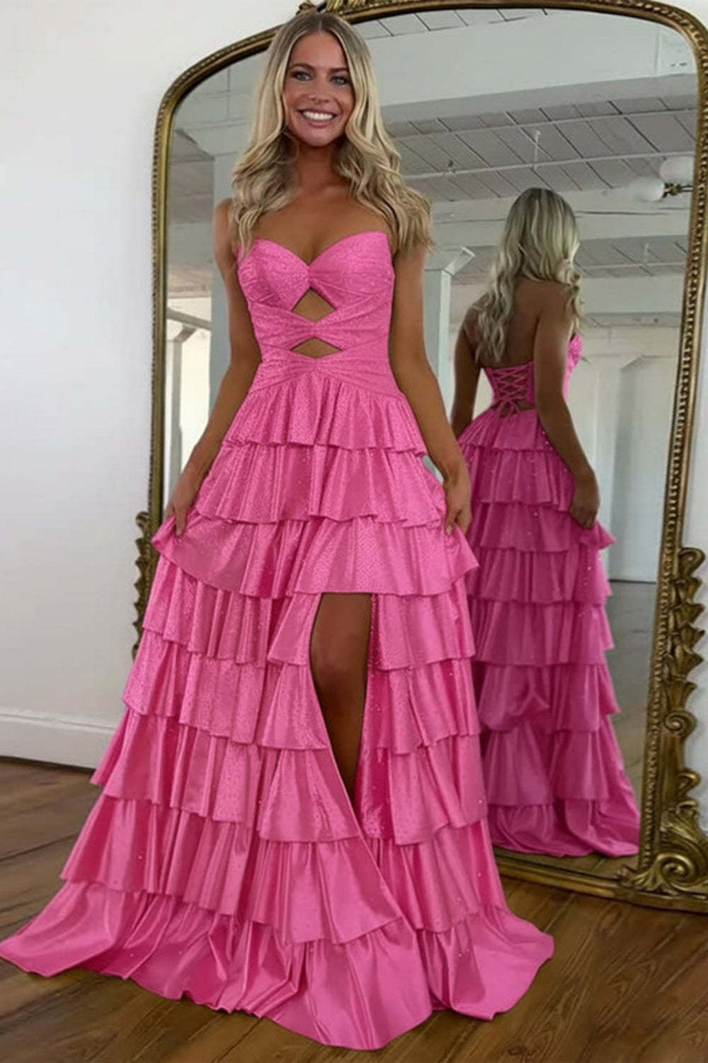 Cocosbride Sweetheart A-line Strapless Sleeveless Long Prom Dress with Split