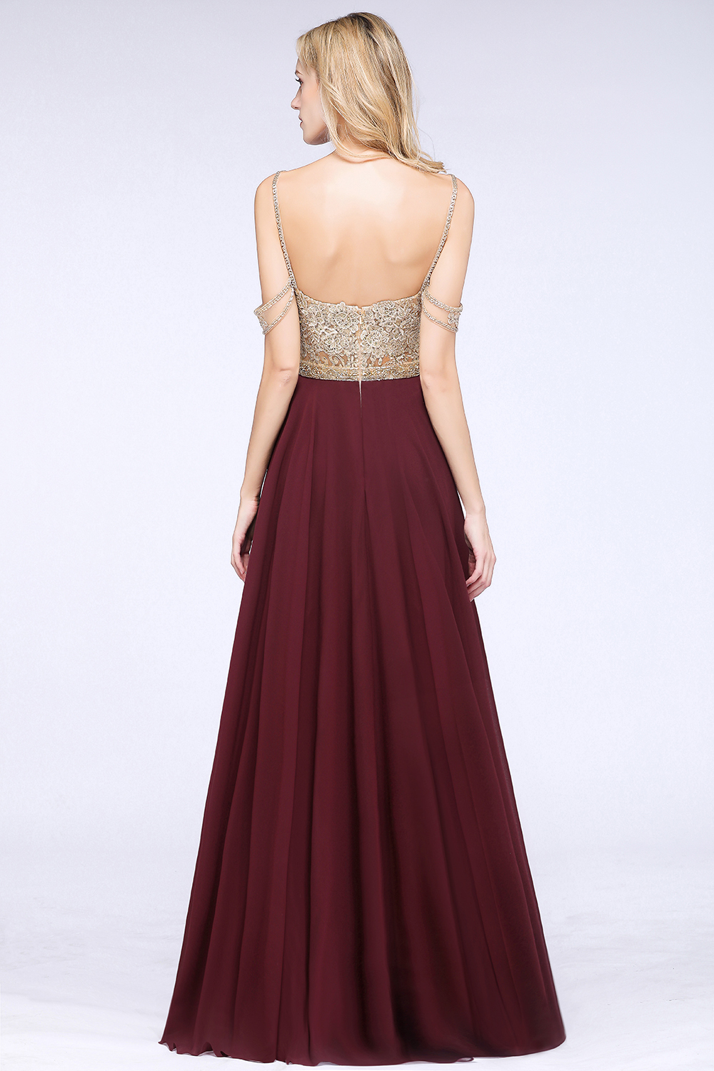 BM0761 Appliques Spaghetti Straps A-line Bridesmaid Dress