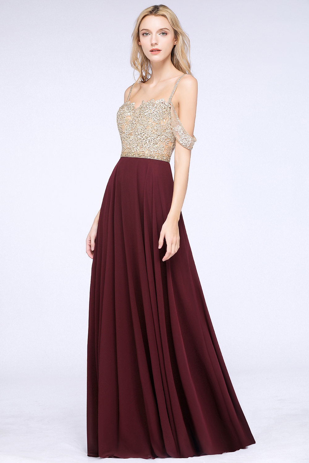 BM0761 Appliques Spaghetti Straps A-line Bridesmaid Dress