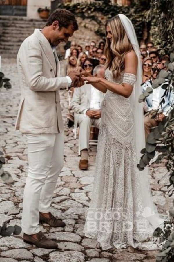 Beach Long Mermaid Sweetheart Lace Boho Wedding Dresses