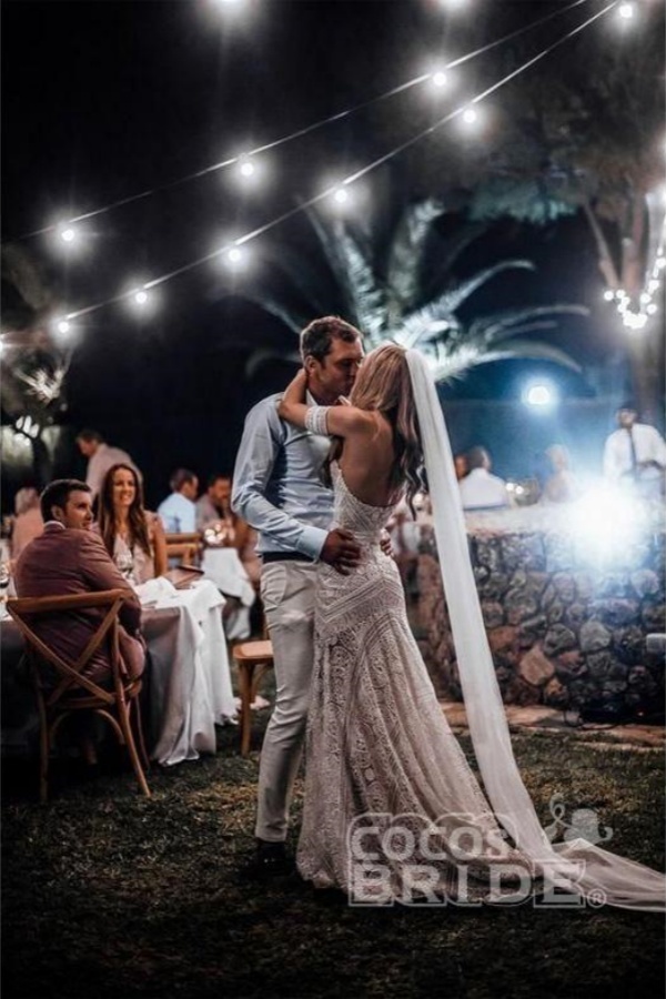 Beach Long Mermaid Sweetheart Lace Boho Wedding Dresses