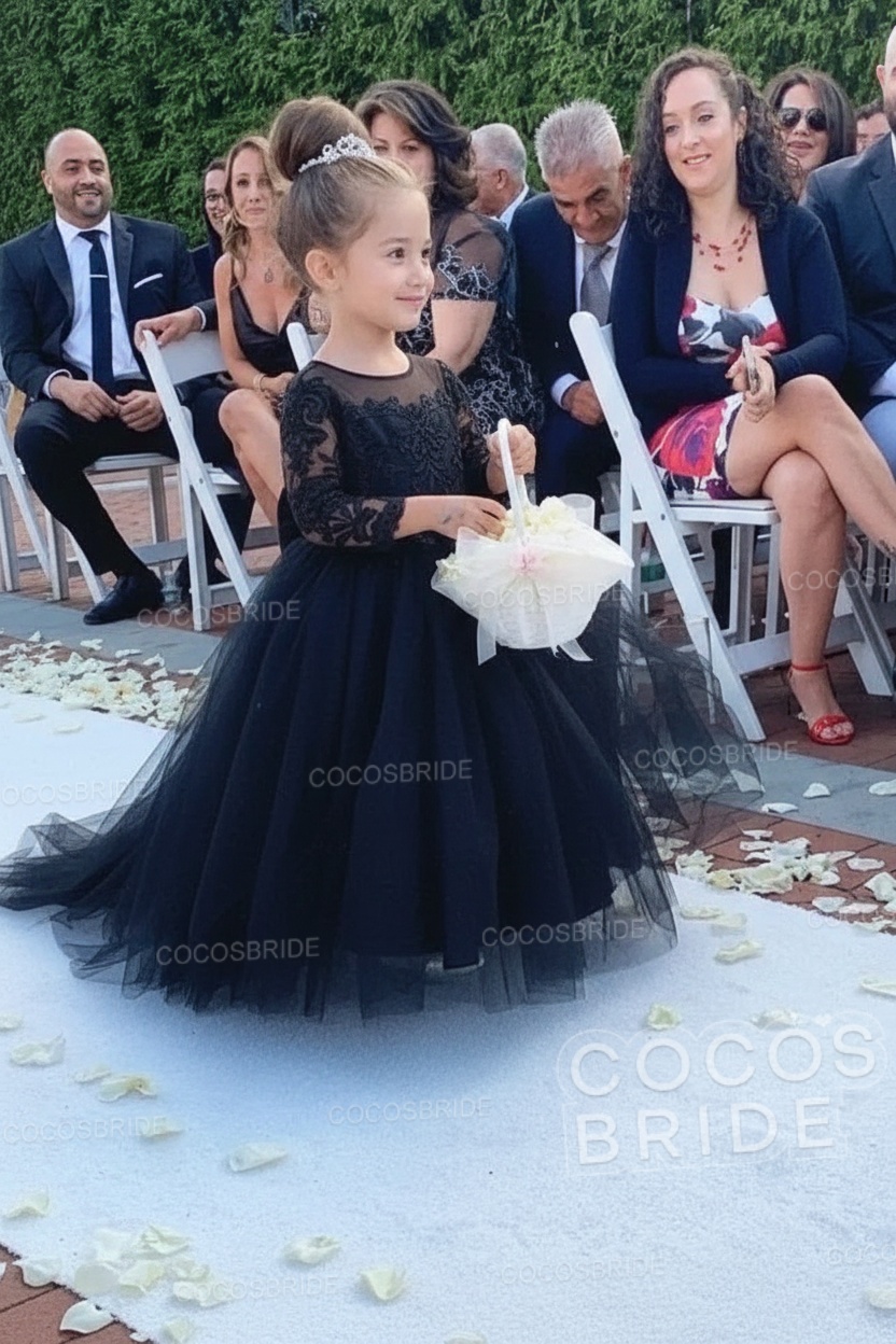 Boho Long Sleeves Lace Flower Girl Dresses