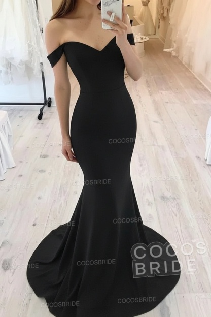 Long Mermaid Off the Shoulder Floor Length Satin White Wedding Dresses