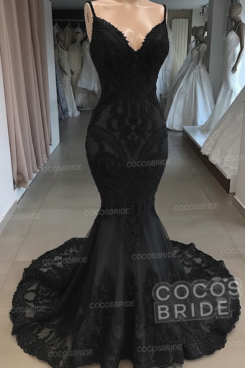 Elegant Long Sweetheart Open Back Appliques Lace Tulle Mermaid Wedding Dress