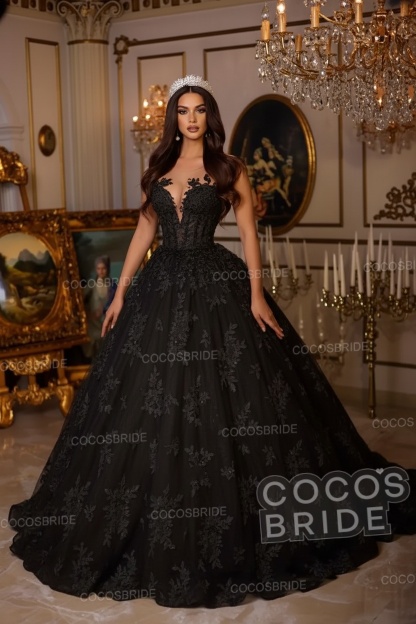 Long A-line Sweetheart Tulle Lace Open Back Wedding Dresses