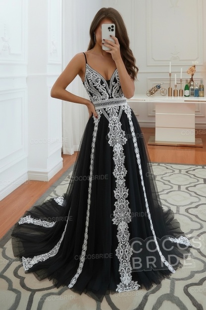 Long A-line Ruffles Open Back Tulle Lace Wedding Dress