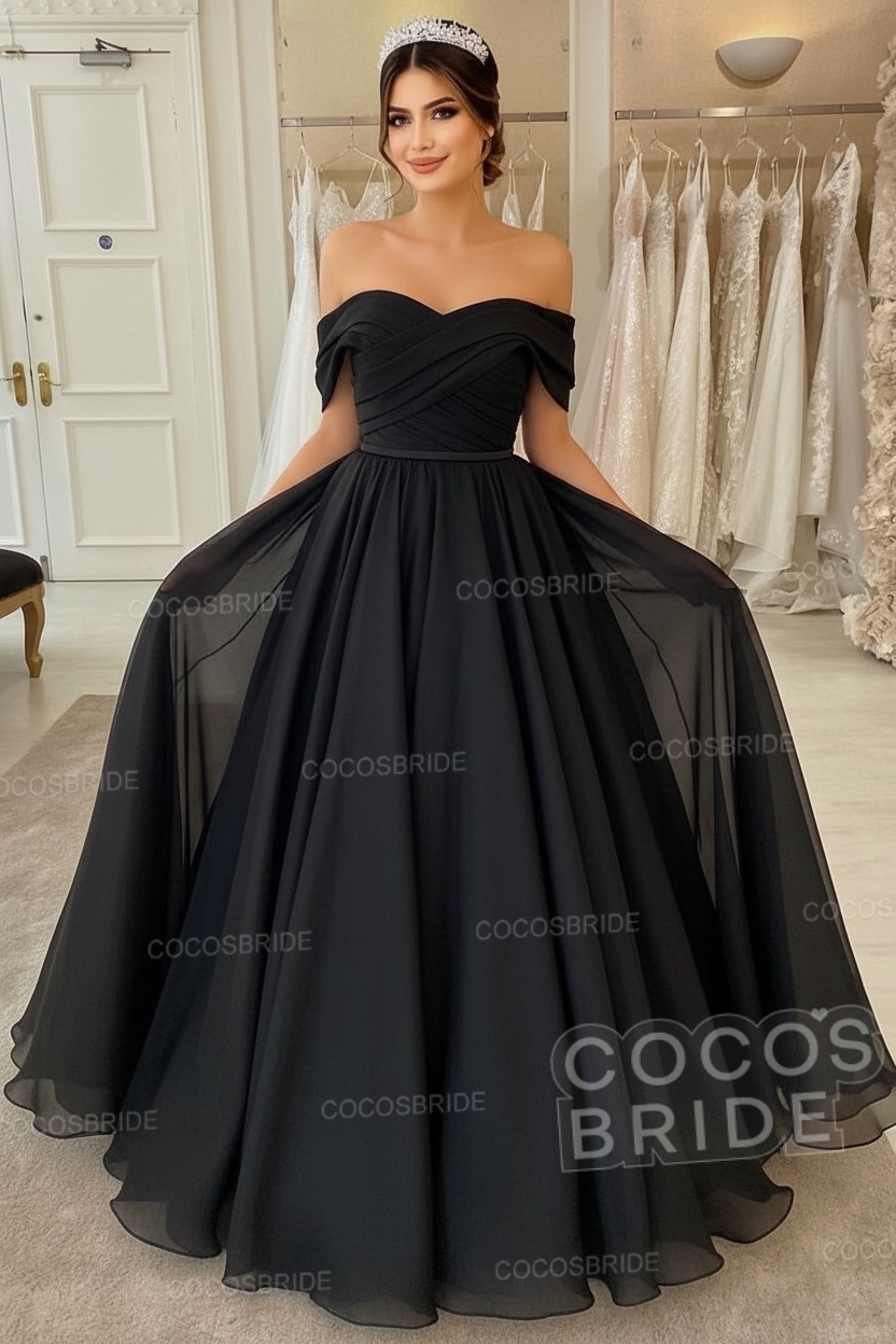 Long A-line off the Shoulder White Wedding Dress