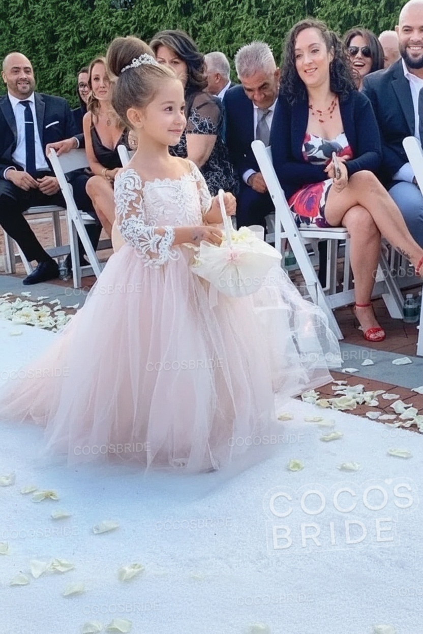 Boho Long Sleeves Lace Flower Girl Dresses