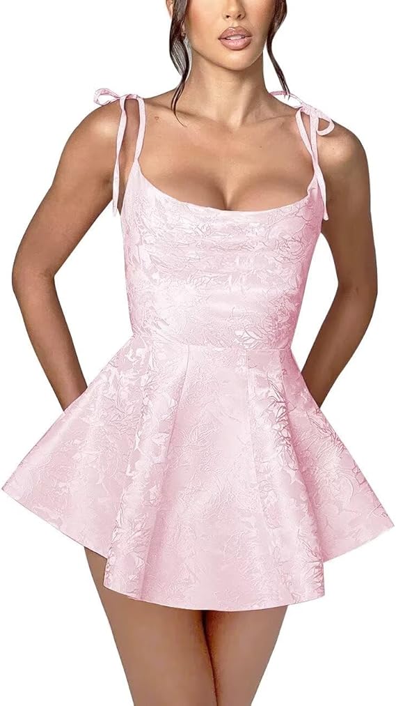 A-line Short Spaghetti Straps Satin Sleeveless Homecoming Dress - CoCosBride