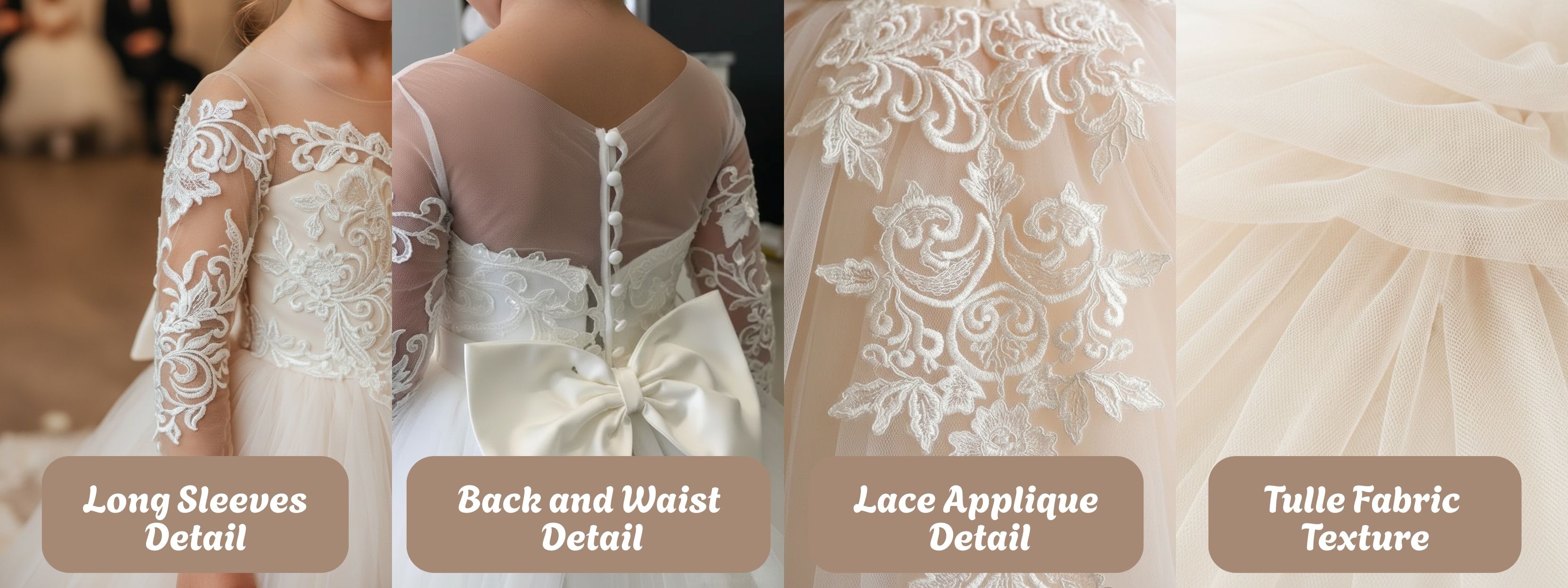 Boho Long Sleeves Lace Flower Girl Dresses-Detail
