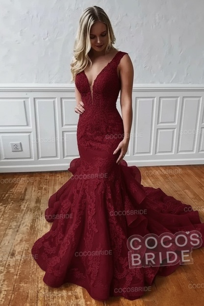 Long V Neck Sleeveless Backless Covered Button Mermaid Wedding Dresses