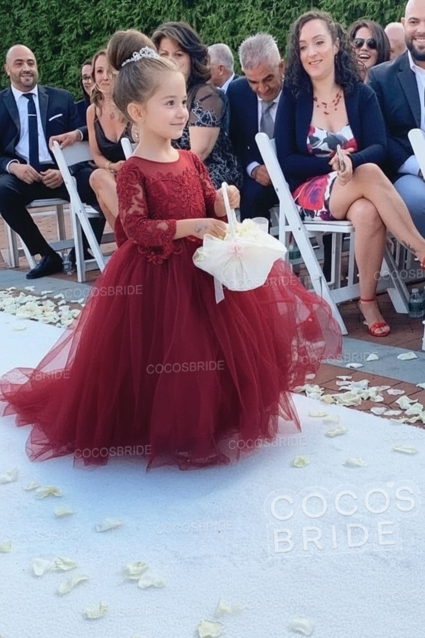 Boho Long Sleeves Lace Flower Girl Dresses