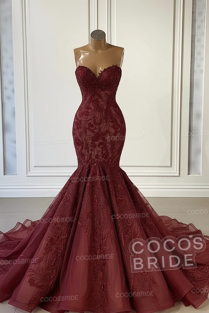 Charming Sweetheart Sleeveless Long Mermaid Wedding Dress with Appliques