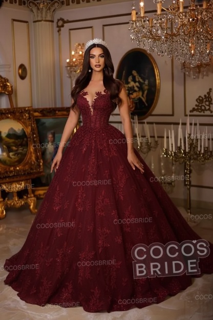 Long A-line Sweetheart Tulle Lace Open Back Wedding Dresses