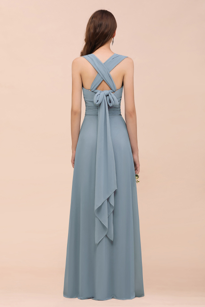 Classy A-Line Wide Straps Floor-length Chiffon Bridesmaid Dresses With Ruched