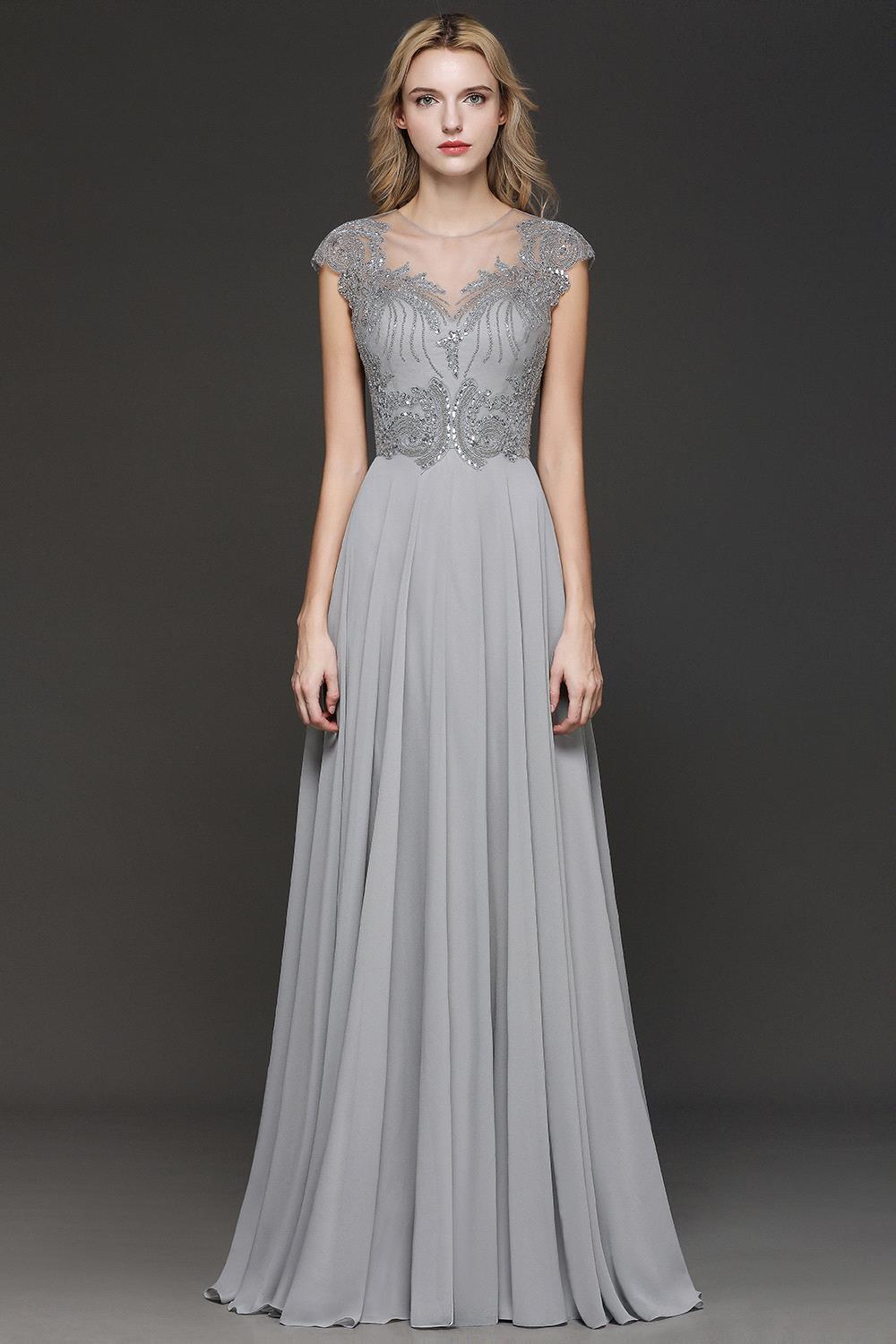 BM0755 Crystal Appliques Sweetheart Cap sleeves Side Slit Bridesmaid Dress