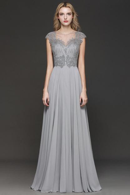 BM0755 Crystal Appliques Sweetheart Cap sleeves Side Slit Bridesmaid Dress
