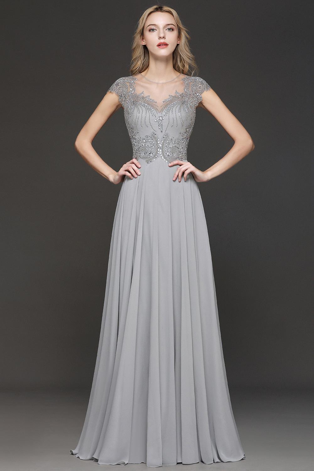 BM0755 Crystal Appliques Sweetheart Cap sleeves Side Slit Bridesmaid Dress