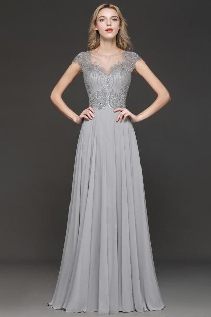 BM0755 Crystal Appliques Sweetheart Cap sleeves Side Slit Bridesmaid Dress