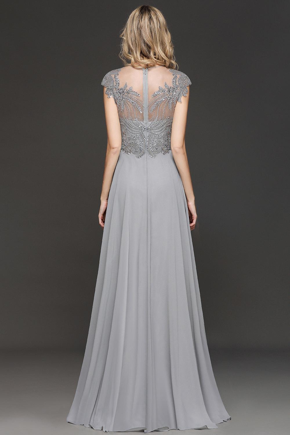 BM0755 Crystal Appliques Sweetheart Cap sleeves Side Slit Bridesmaid Dress