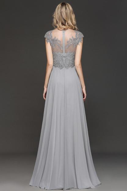 BM0755 Crystal Appliques Sweetheart Cap sleeves Side Slit Bridesmaid Dress