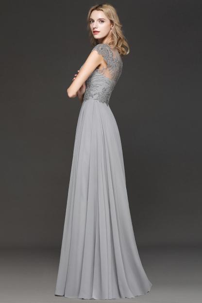 BM0755 Crystal Appliques Sweetheart Cap sleeves Side Slit Bridesmaid Dress