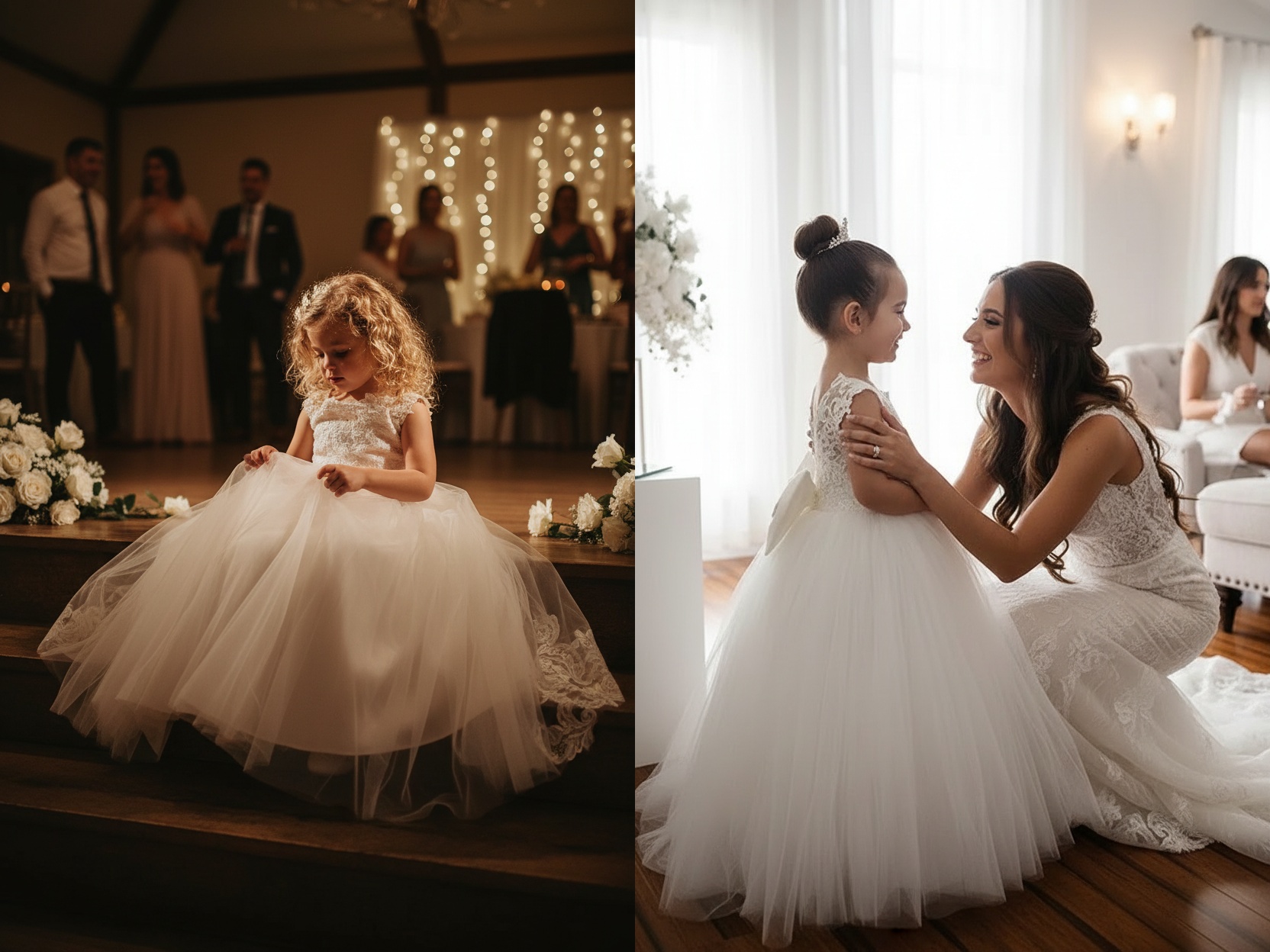 Cute Tulle Ivory Sleeveless Ball Gown Flower Girl Dresses-Review1