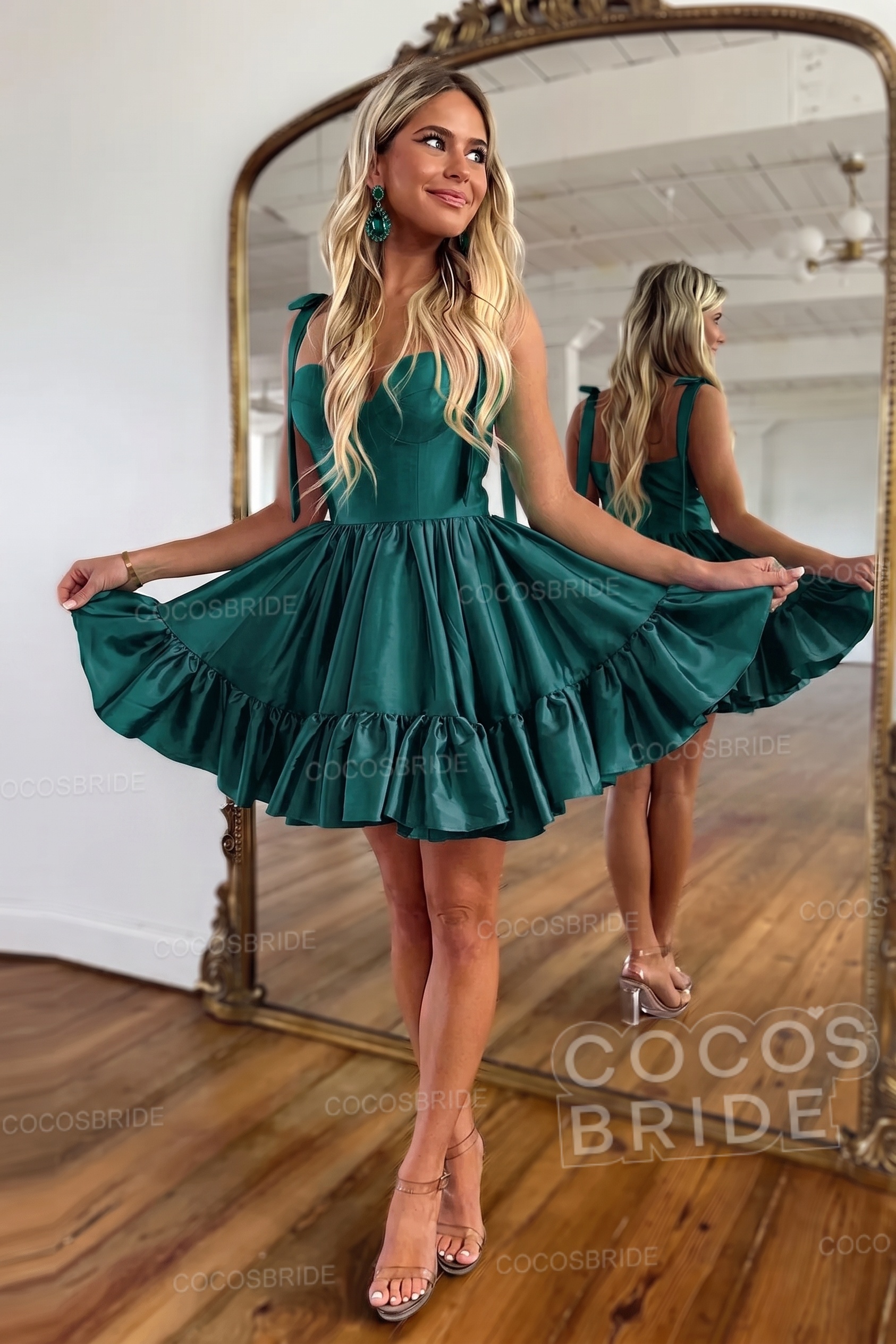Simple Pink A-Line Short Satin Sweetheart Homecoming Dress