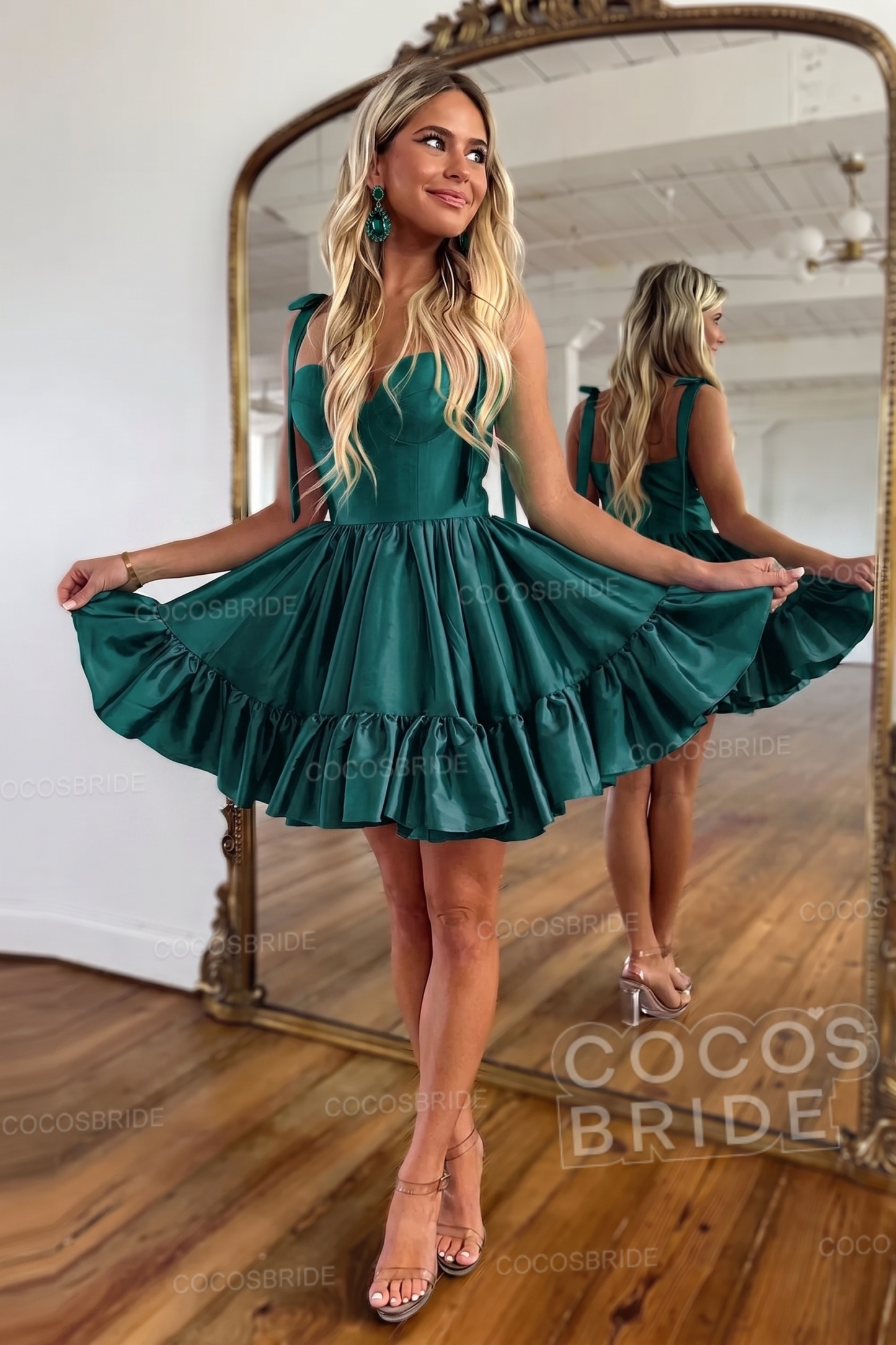 Simple Pink A-Line Short Satin Sweetheart Homecoming Dress