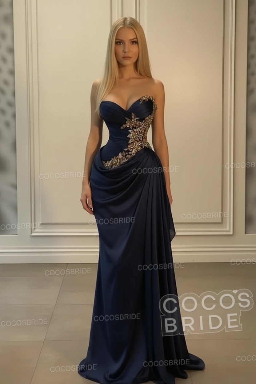 Sweetheart Mermaid Long Chiffon Prom Dress with Beads