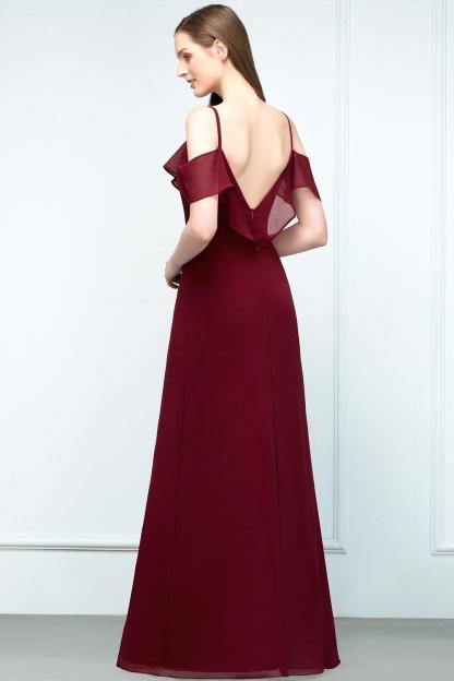 Elegant A-Line Chiffon Spaghetti Straps Sleeveless Floor-Length Bridesmaid Dresses