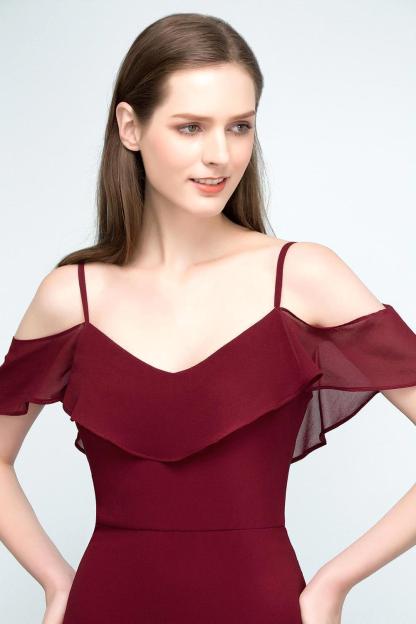 Elegant A-Line Chiffon Spaghetti Straps Sleeveless Floor-Length Bridesmaid Dresses