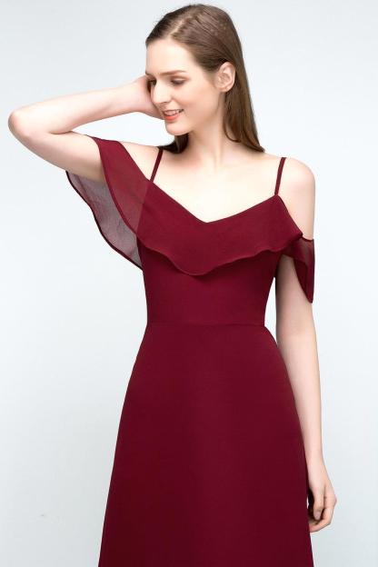 Elegant A-Line Chiffon Spaghetti Straps Sleeveless Floor-Length Bridesmaid Dresses