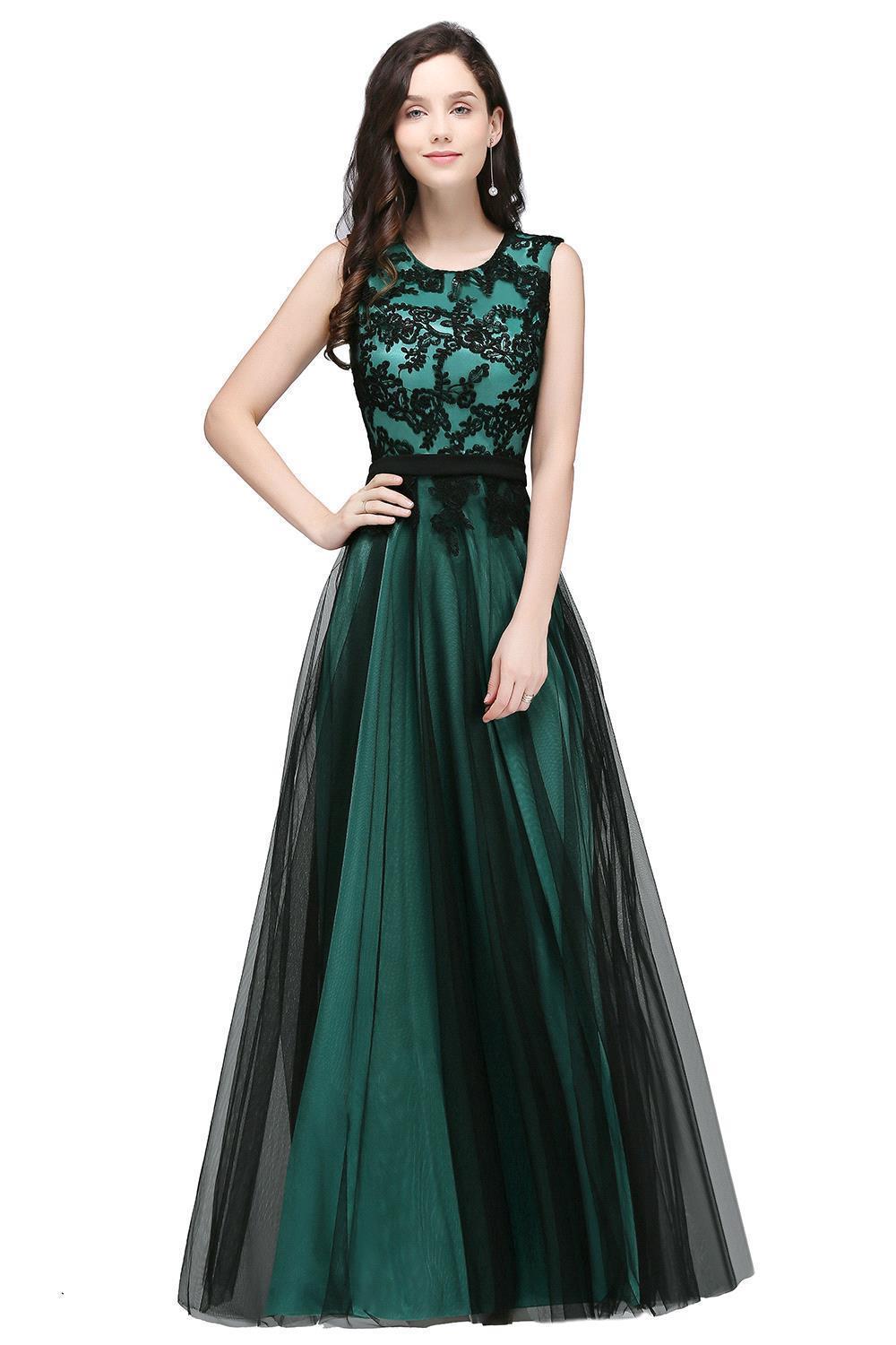 Elegant A-Line Tulle Lace Sleeveless Floor-Length Bridesmaid Dress with Sash