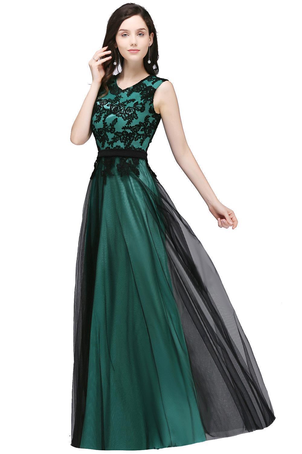 Elegant A-Line Tulle Lace Sleeveless Floor-Length Bridesmaid Dress with Sash